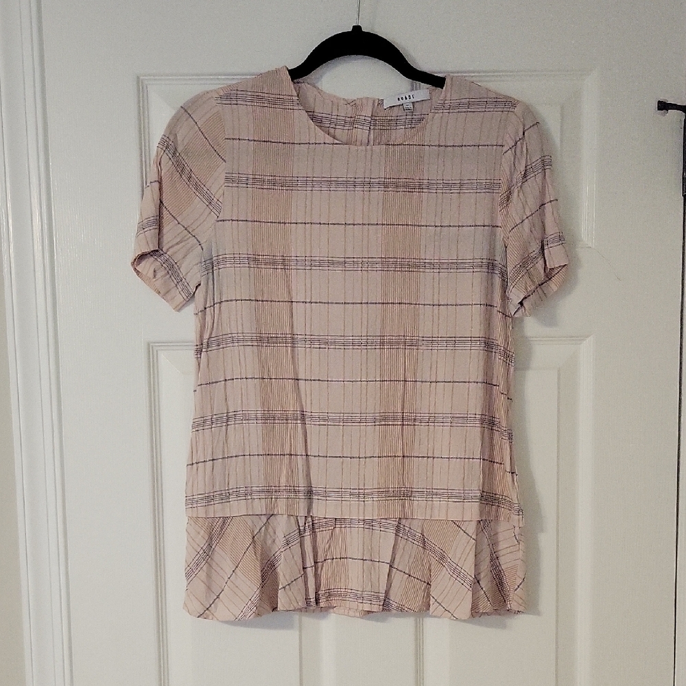 RO&DE Women's Plaid Top Cream and Pink